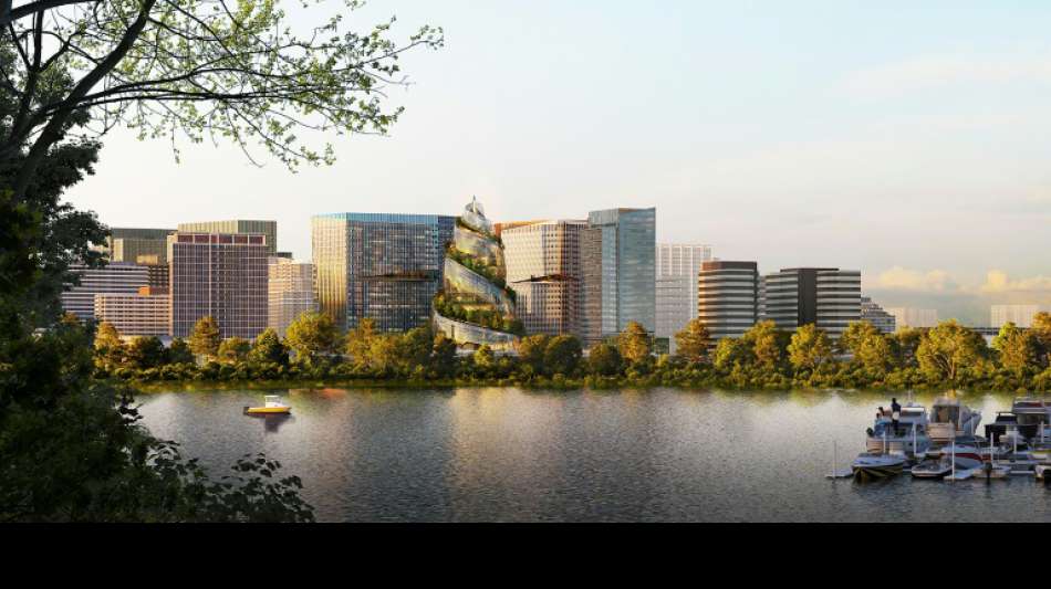 Eine 22 Stockwerke hohe, von au&szlig;en begehbare Doppelhelix 