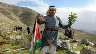 Palästinenser bepflanzen Tal im Westjordanland neu