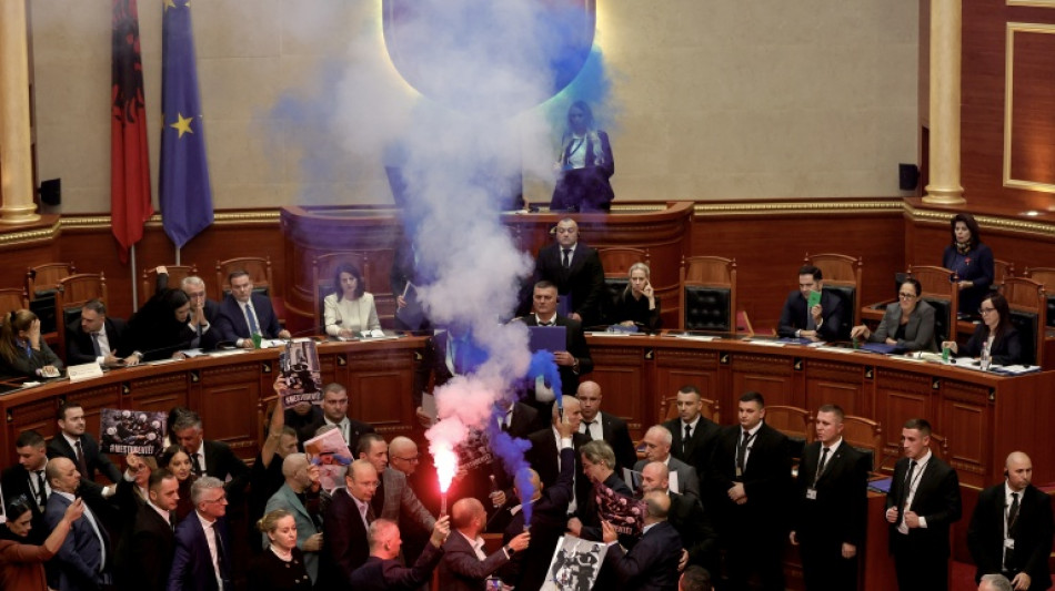  Bengalas y bombas de humo en el Parlamento de Albania, sacudida por protestas 