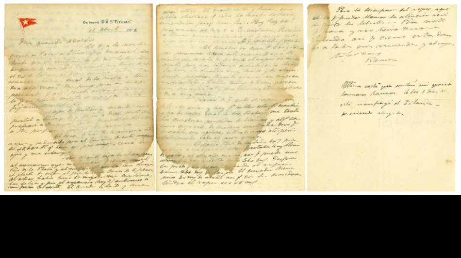 Uruguay: la derni&egrave;re lettre d'un passager du Titanic en vente aux ench&egrave;res