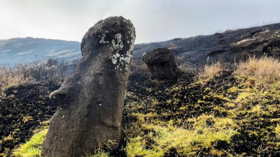 Berühmte Steinstatuen auf der Osterinsel durch Buschbrand verkohlt
