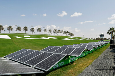 Solar Panels on Abu Dhabi Hill as part of Yas Marina Circuit's UN Sports for Climate Action Pledge